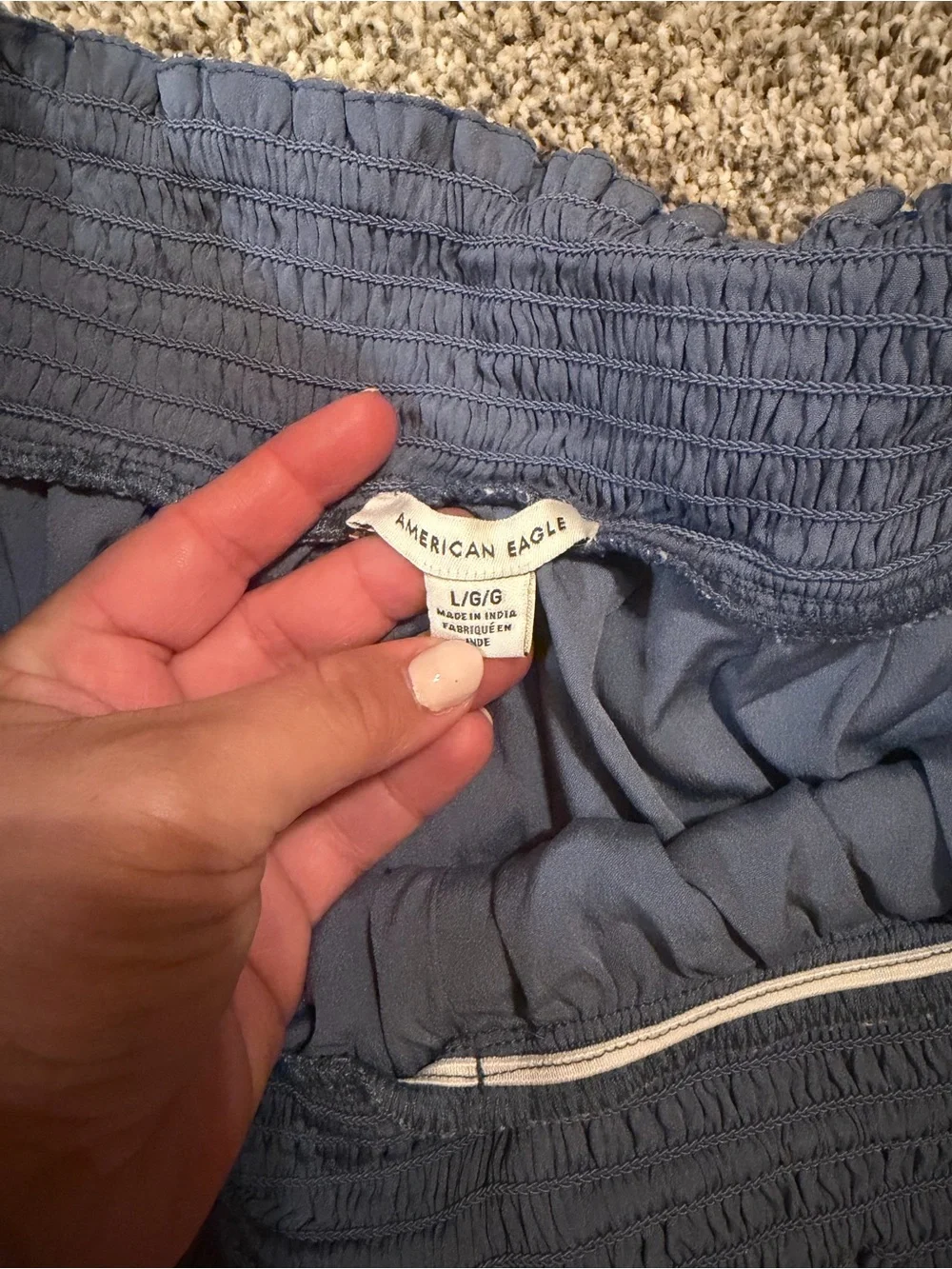 American Eagle Outfitters Blue Micro-Print Wide Leg Pants - Picture 2 of 4